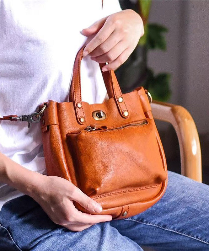 Solid Unique Bag Micro CrossBody Durable Leather Orange