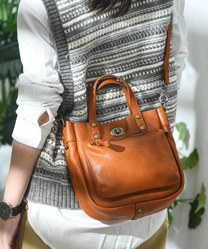 Solid Unique Bag Micro CrossBody Durable Leather Orange