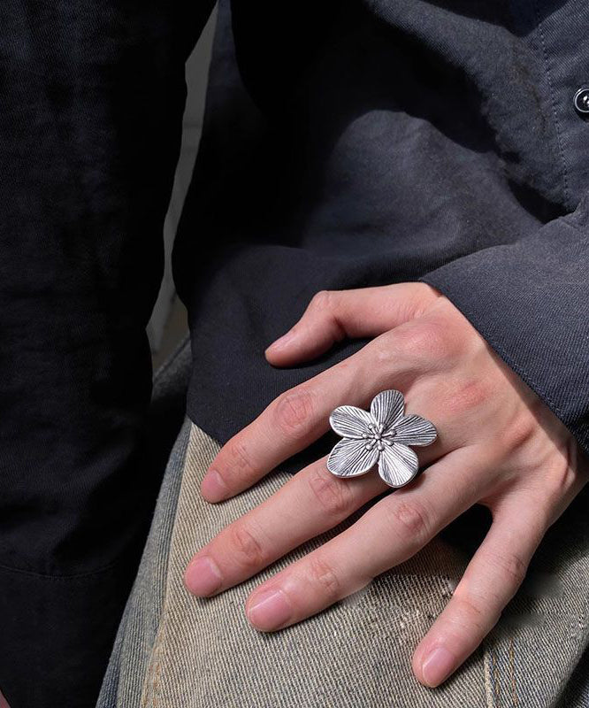 Two-Piece Open Set Floral Metal Vintage Rings