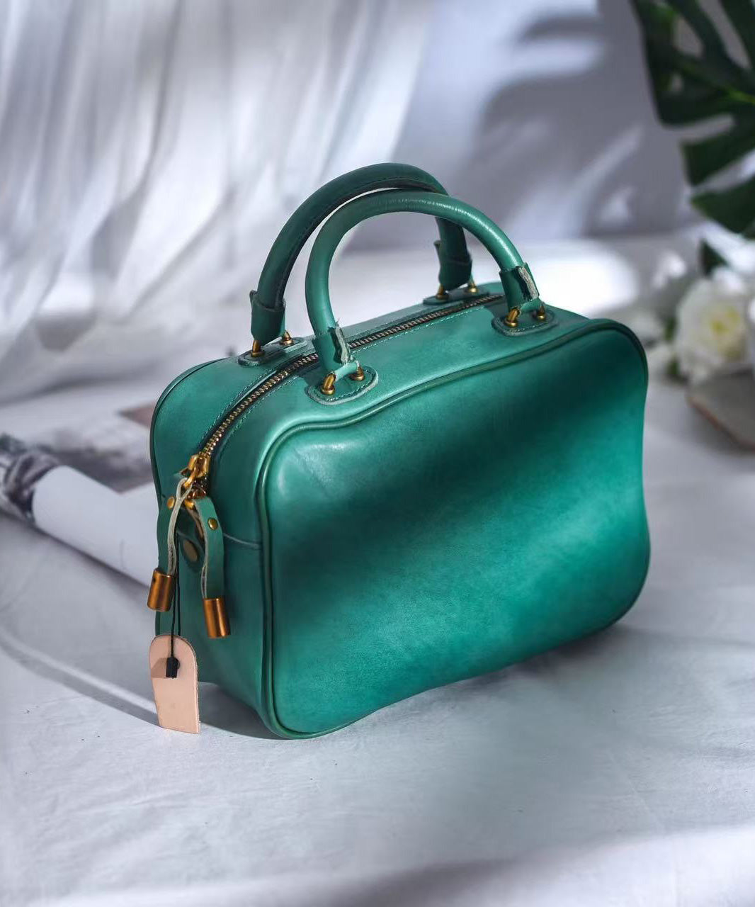 Women Large Doctor Orange Leather Capacity Bag