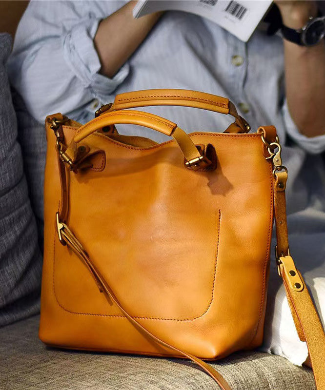 Orange Capacity Large Leather Handbag Tote Women