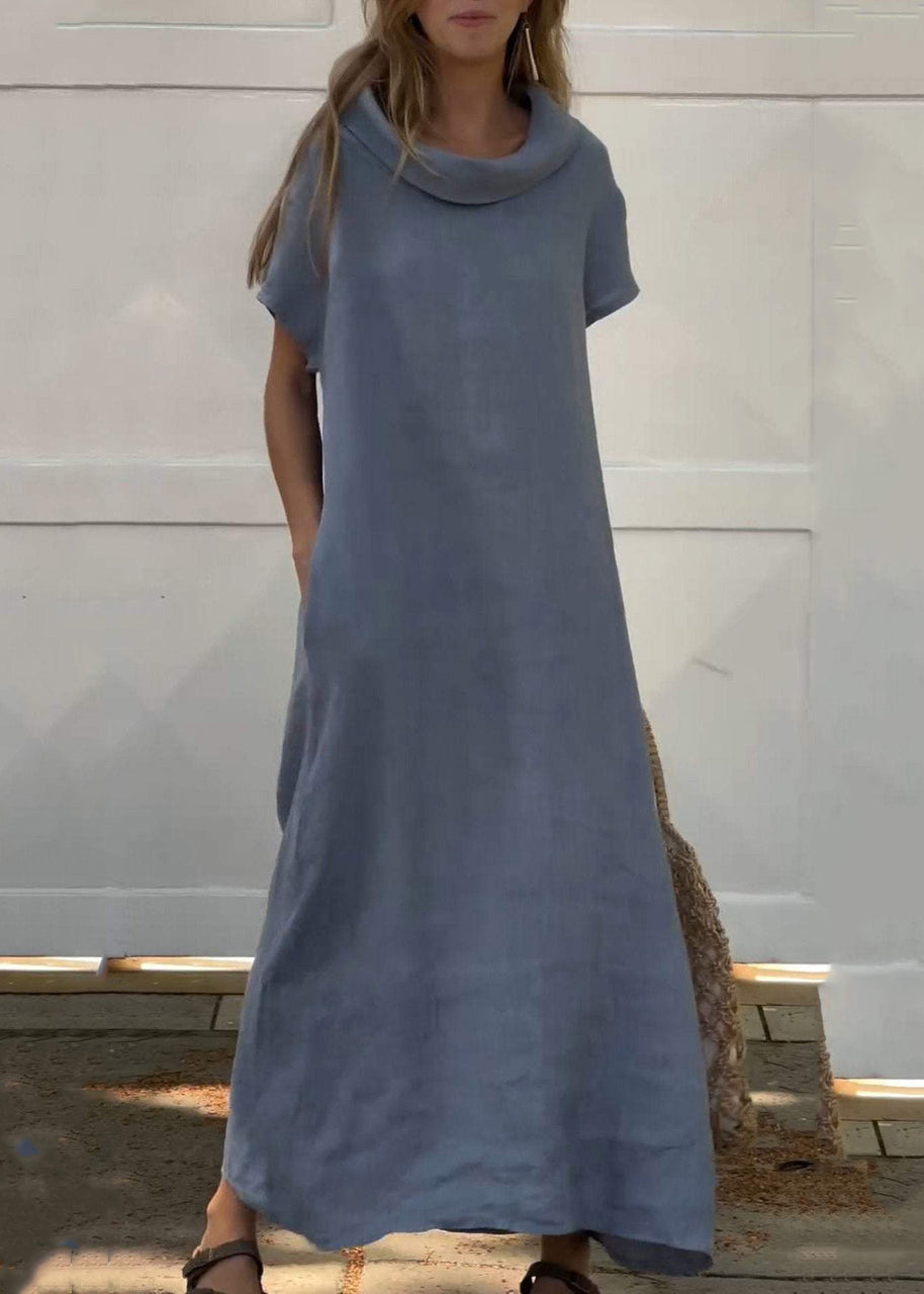 Wholesale SampleWomen Pink Turtle Neck Patchwork Solid Vacation Long Dresses Summer