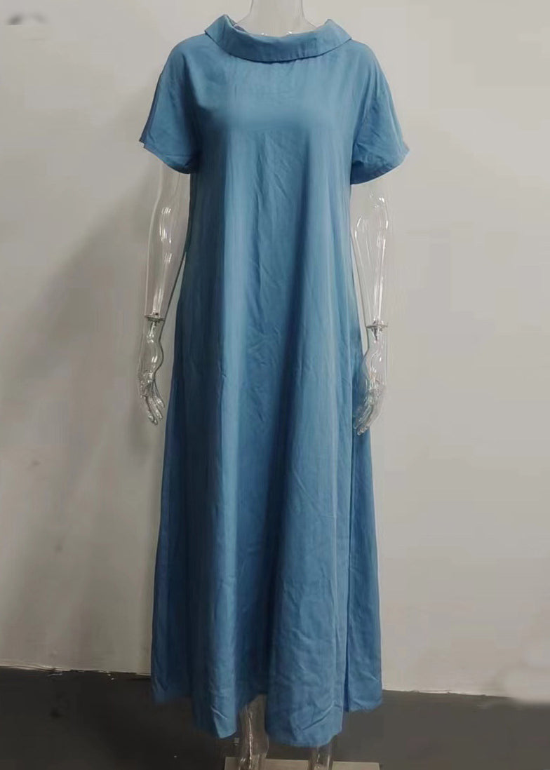 Wholesale SampleWomen Pink Turtle Neck Patchwork Solid Vacation Long Dresses Summer
