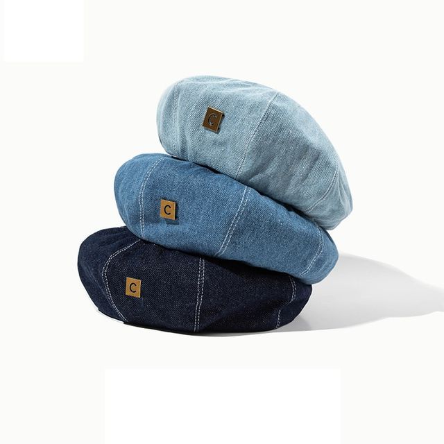 Wholesale Sample Applique Denim Beret Hat