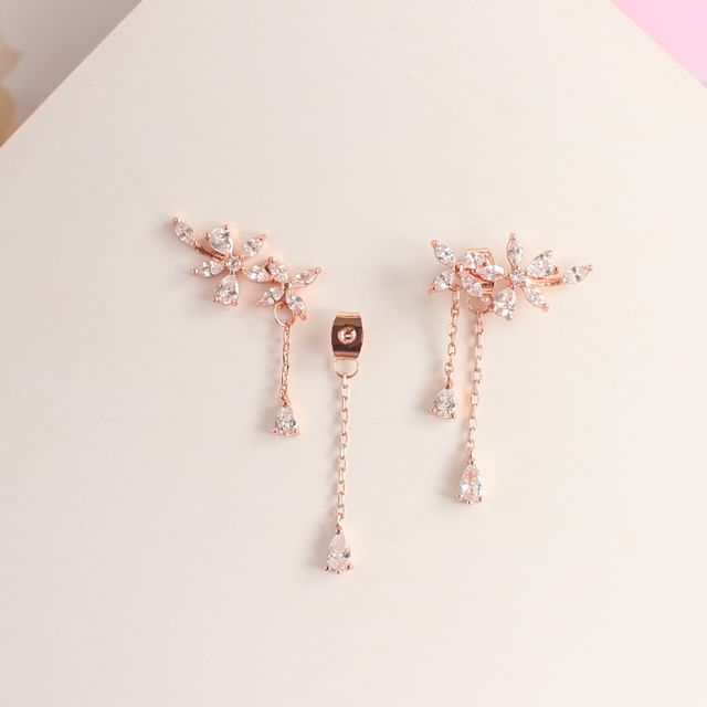 Stud Rhinestone Floral / Clip-On Earrings