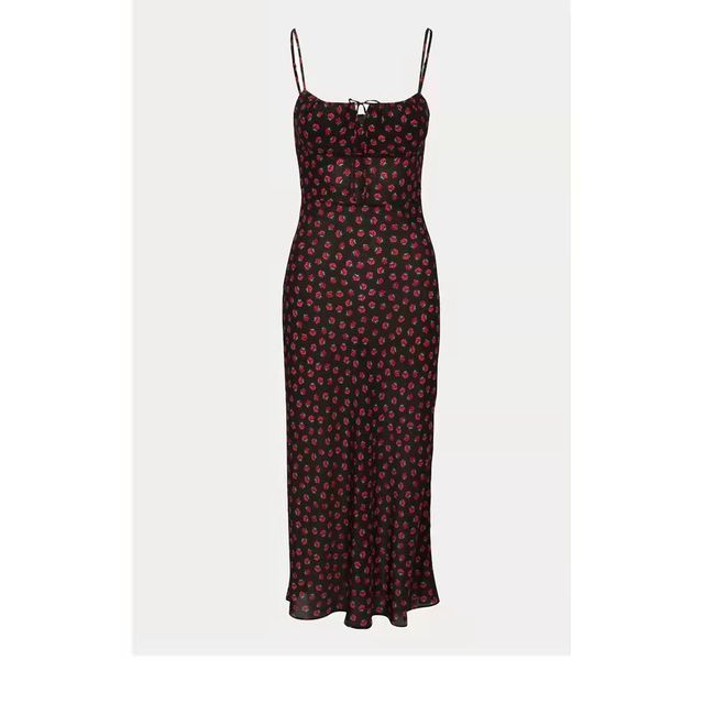 Sleeveless Rose Print Slim-Fit Mini Dress / Spaghetti Strap Floral Print Midi Dress