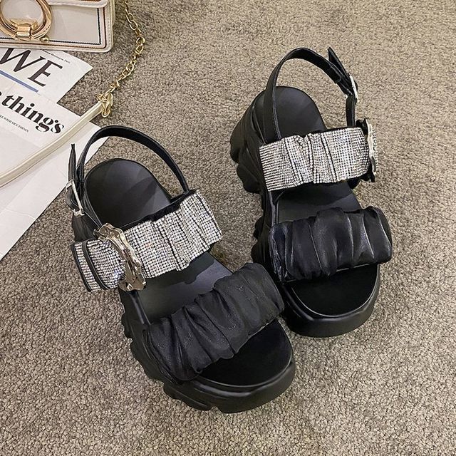 Rhinestone Sandals Platform