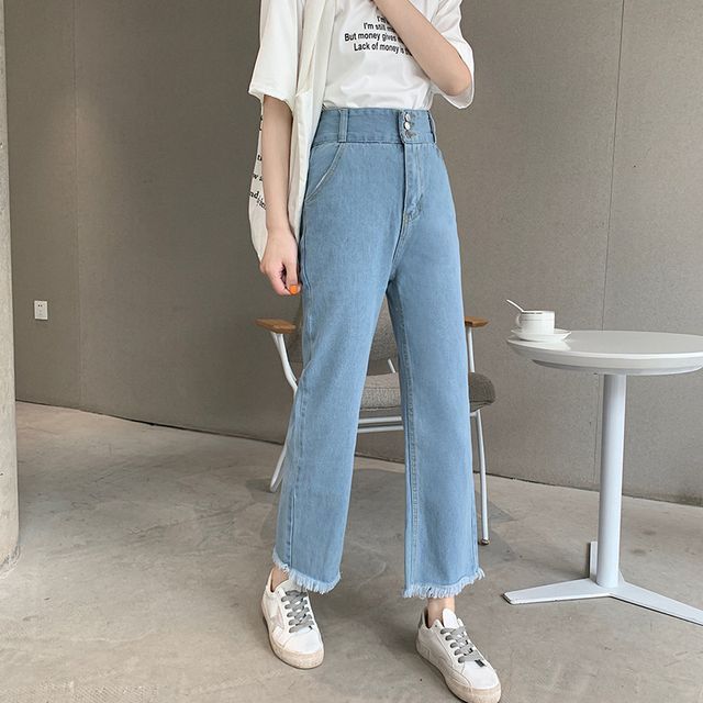 Jeans Cropped Fit Waist Loose High