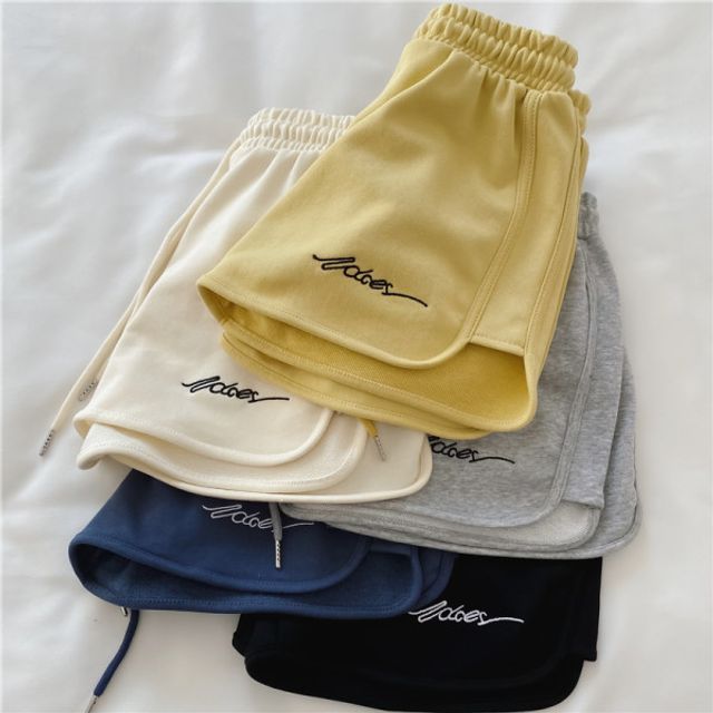 Elastic Waist Sweatshorts Lettering