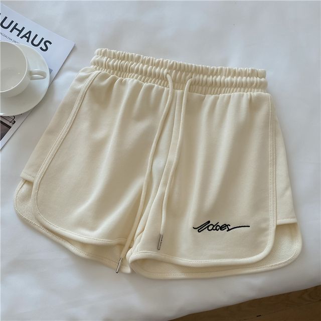 Elastic Waist Sweatshorts Lettering