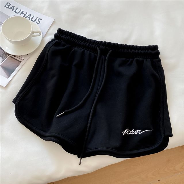 Elastic Waist Sweatshorts Lettering