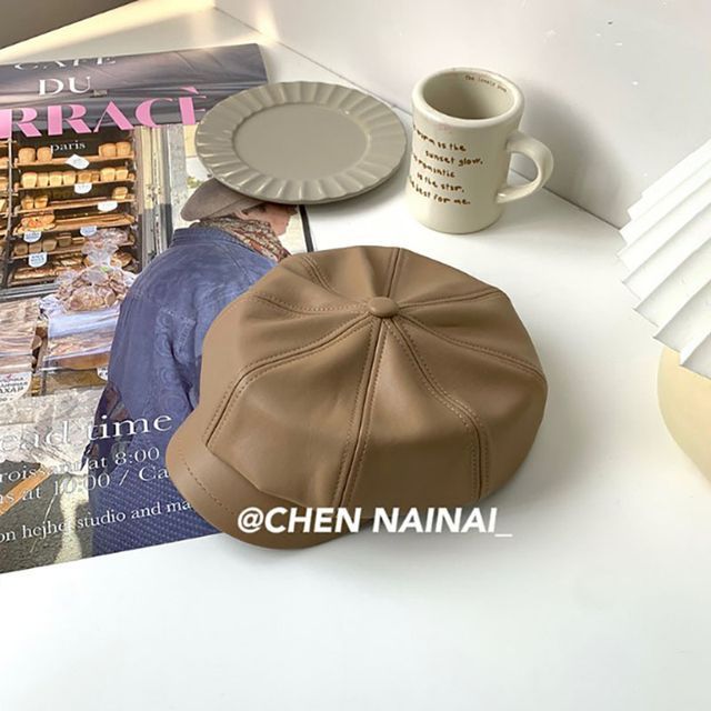 Sample Faux Leather Newsboy Cap