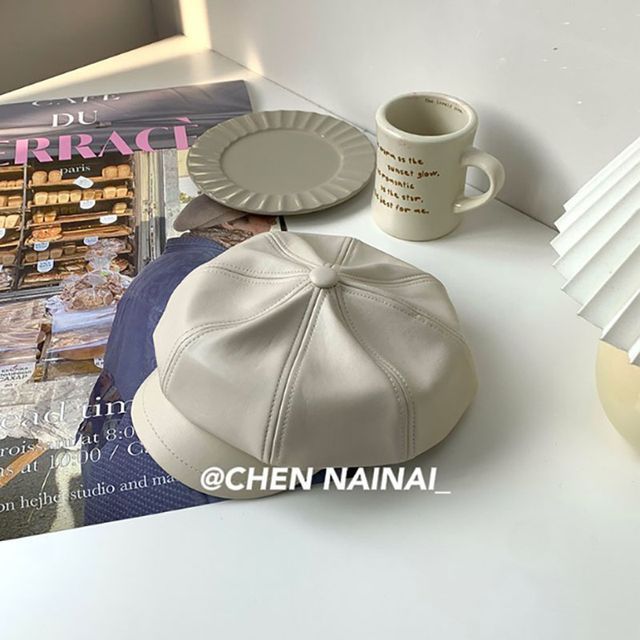 Sample Faux Leather Newsboy Cap