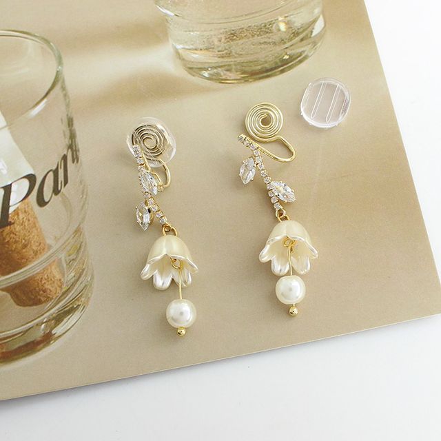 Dangle Alloy Rhinestone Tulip Earring