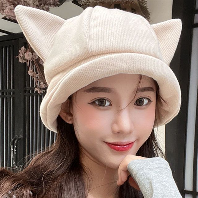 Knit Bucket Ear Cat Hat