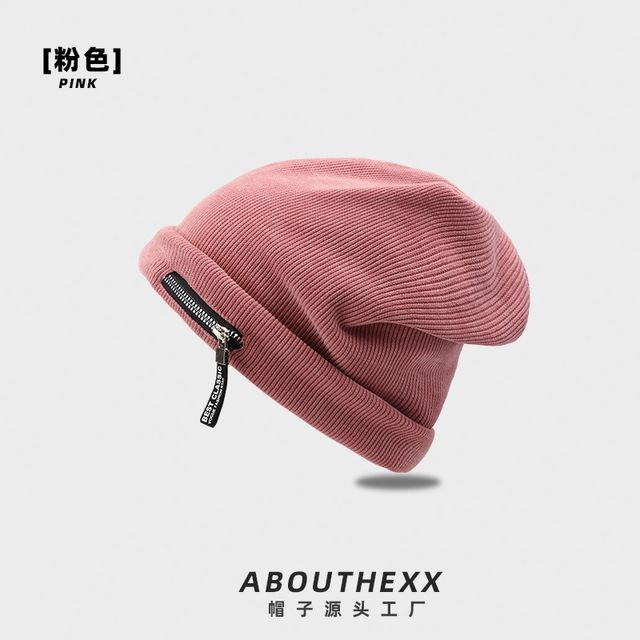 Sample Zip Detail Ribbed Beanie