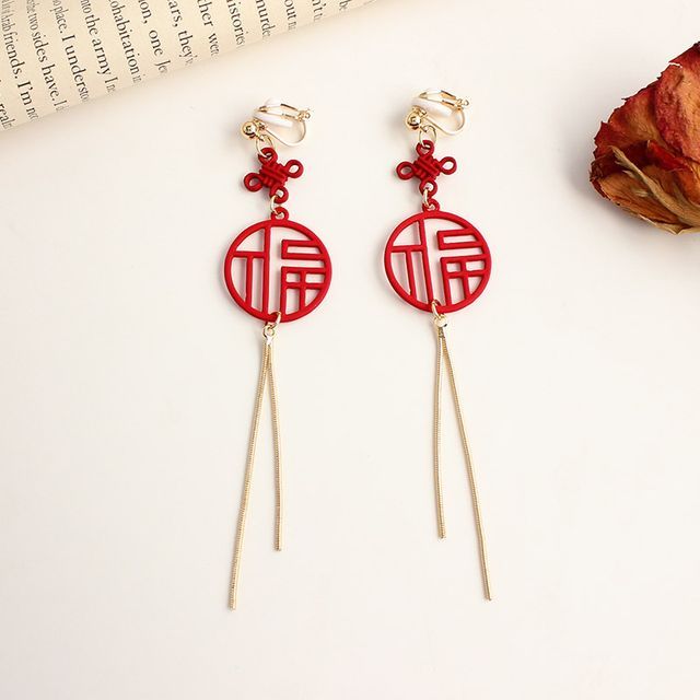 Clip-On Fringed / Earring Chinese Characters