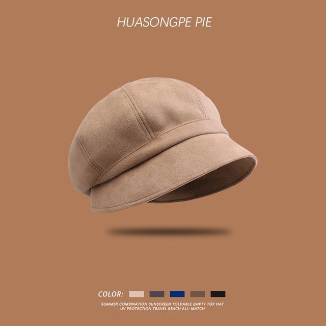 Sample Plain Faux Suede Newsboy Cap