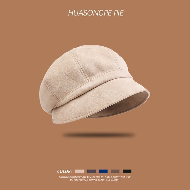 Sample Plain Faux Suede Newsboy Cap
