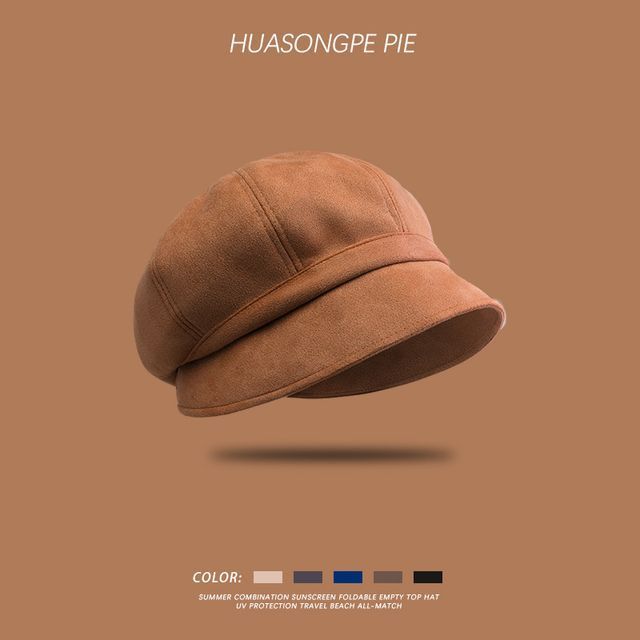 Sample Plain Faux Suede Newsboy Cap