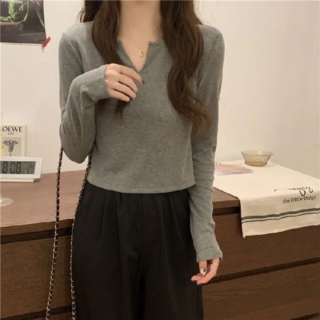 T-Shirt Neck Long-Sleeve Notch Plain
