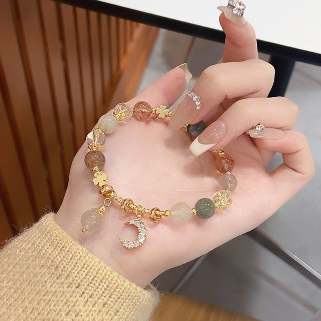 Sample Rhinestone Moon Charm Faux Crystal Bracelet