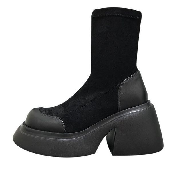 Short Block Boots Heel Platform