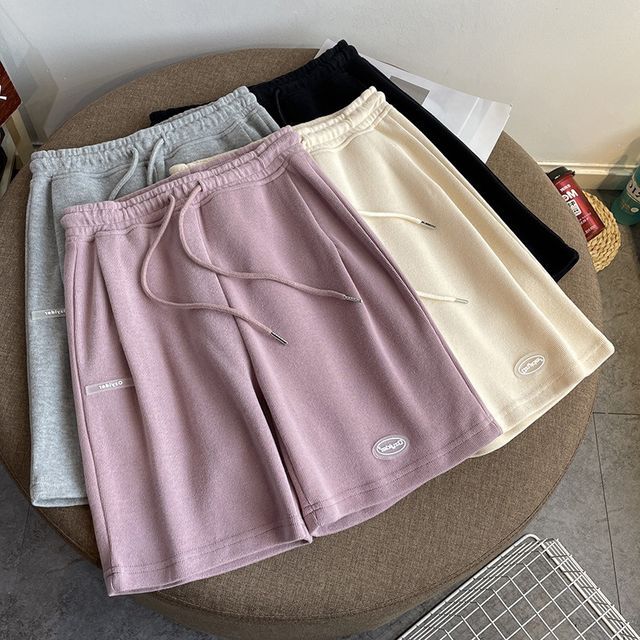 Lettering Waist Shorts Drawstring