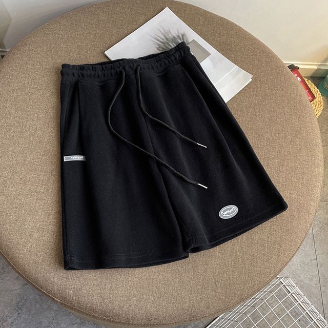 Lettering Waist Shorts Drawstring
