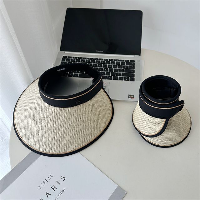 Hat Piped Straw Sun