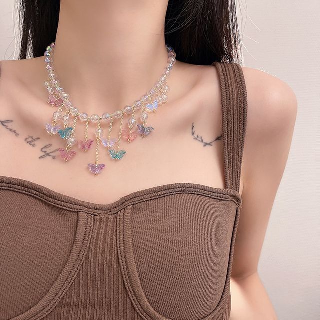 Choker Butterfly Fringed Alloy