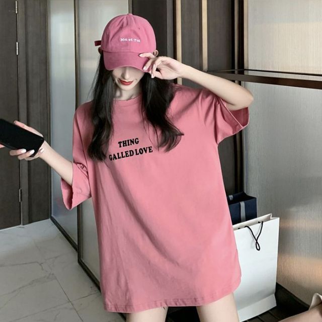 Lettering Tee Short-Sleeve Neck Round