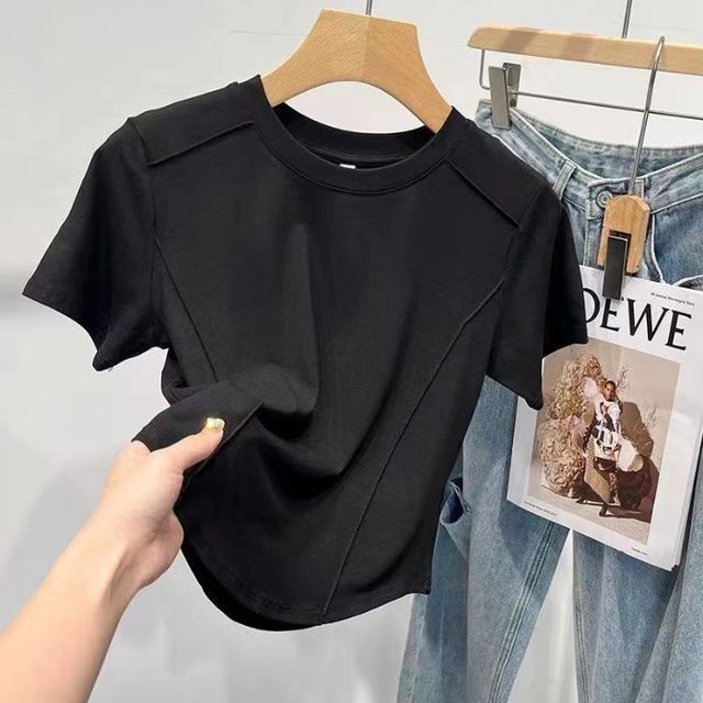 T-Shirt Plain Short-Sleeve Neck Round