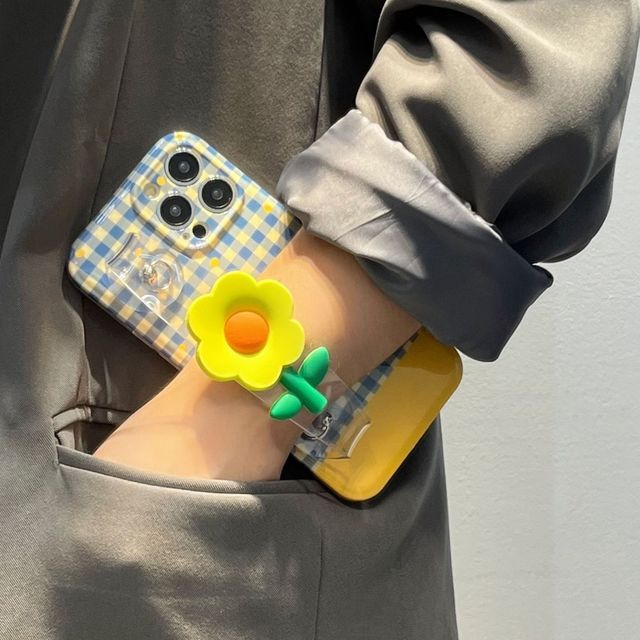 Flower Wristband Plaid Phone Case