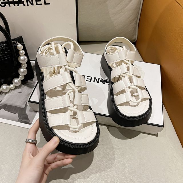 Gladiator Sandals Platform Lace-Up