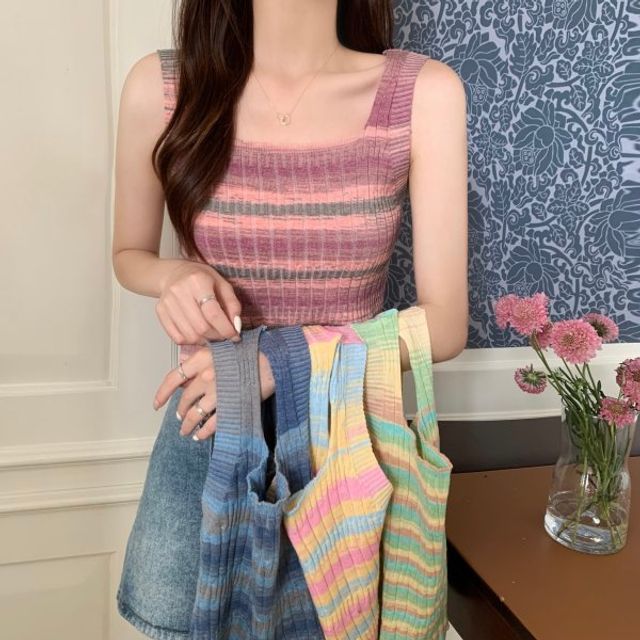 Top Striped Knit Sleeveless