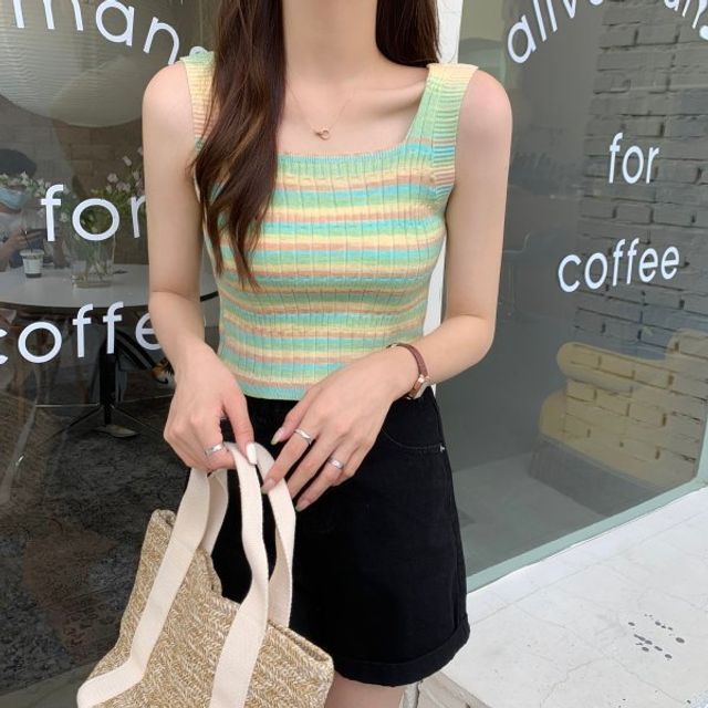 Top Striped Knit Sleeveless