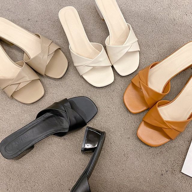Heel Chunky Knot Sandals Slide