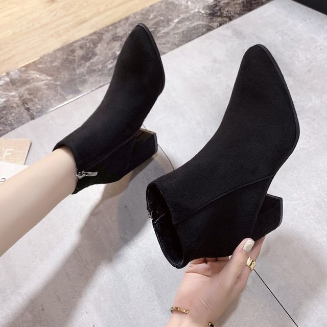 Boots Chunky Pointed Ankle Heel