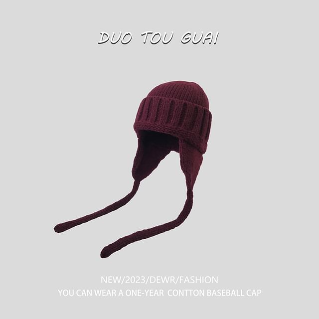 Plain with Beanie Ear Knit Flap