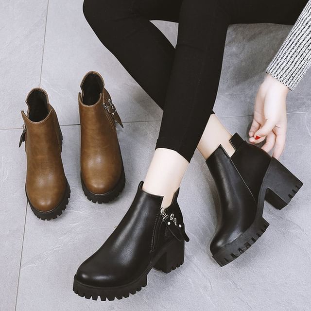 Boots Ankle Heel Chunky Platform