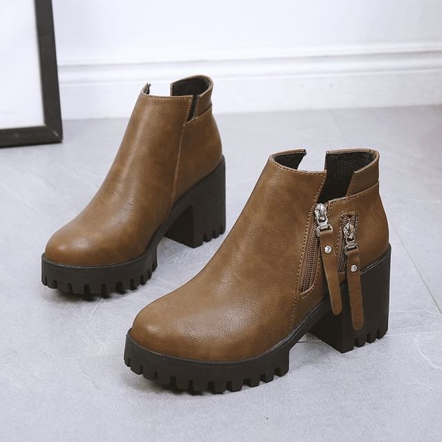 Boots Ankle Heel Chunky Platform