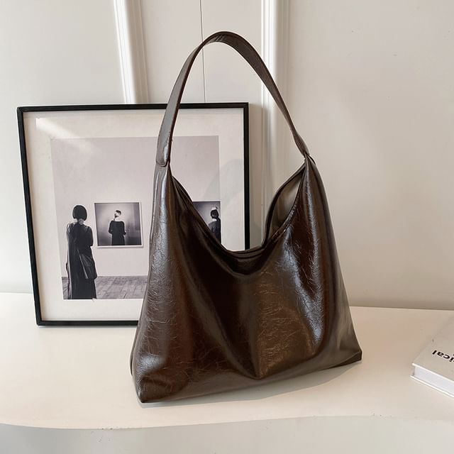 Plain Leather Tote Bag Faux