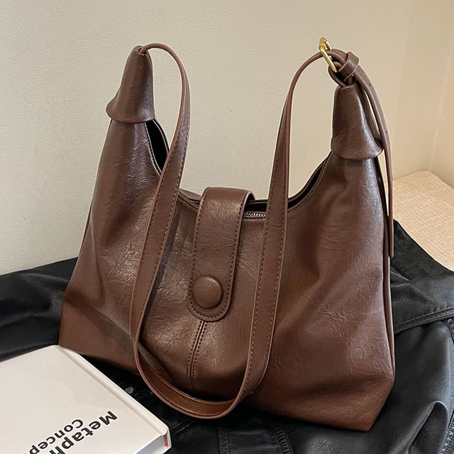 Plain Leather Faux Tote Bag