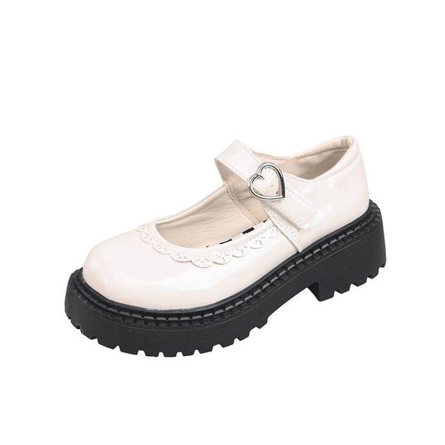 Heart Buckled Platform Mary Jane Shoes