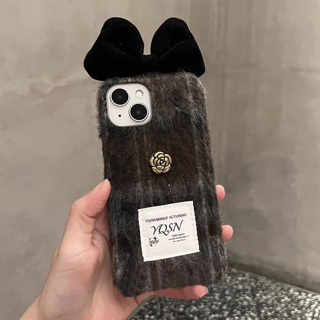 Phone Floral Bow Chenille Case