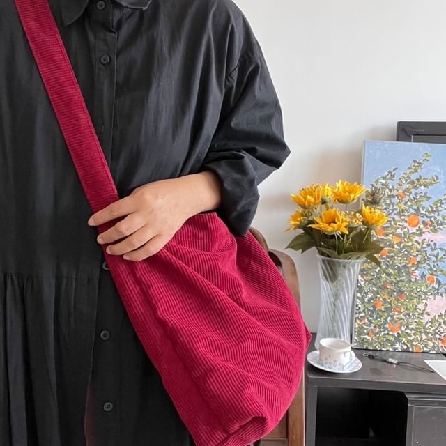 Corduroy Plain Bag Crossbody