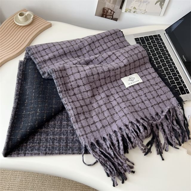 Fringe Plaid Scarf