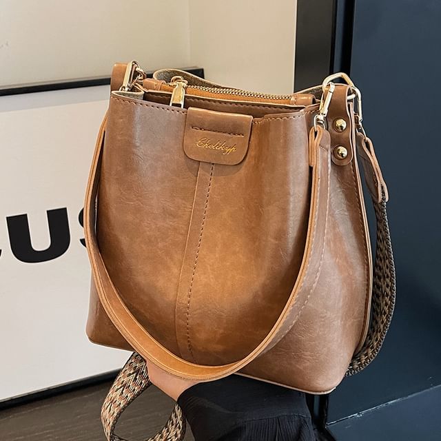 Faux Bucket Leather Bag