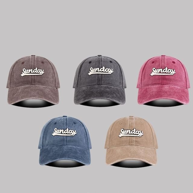 Embroidered Washed Letter Cap